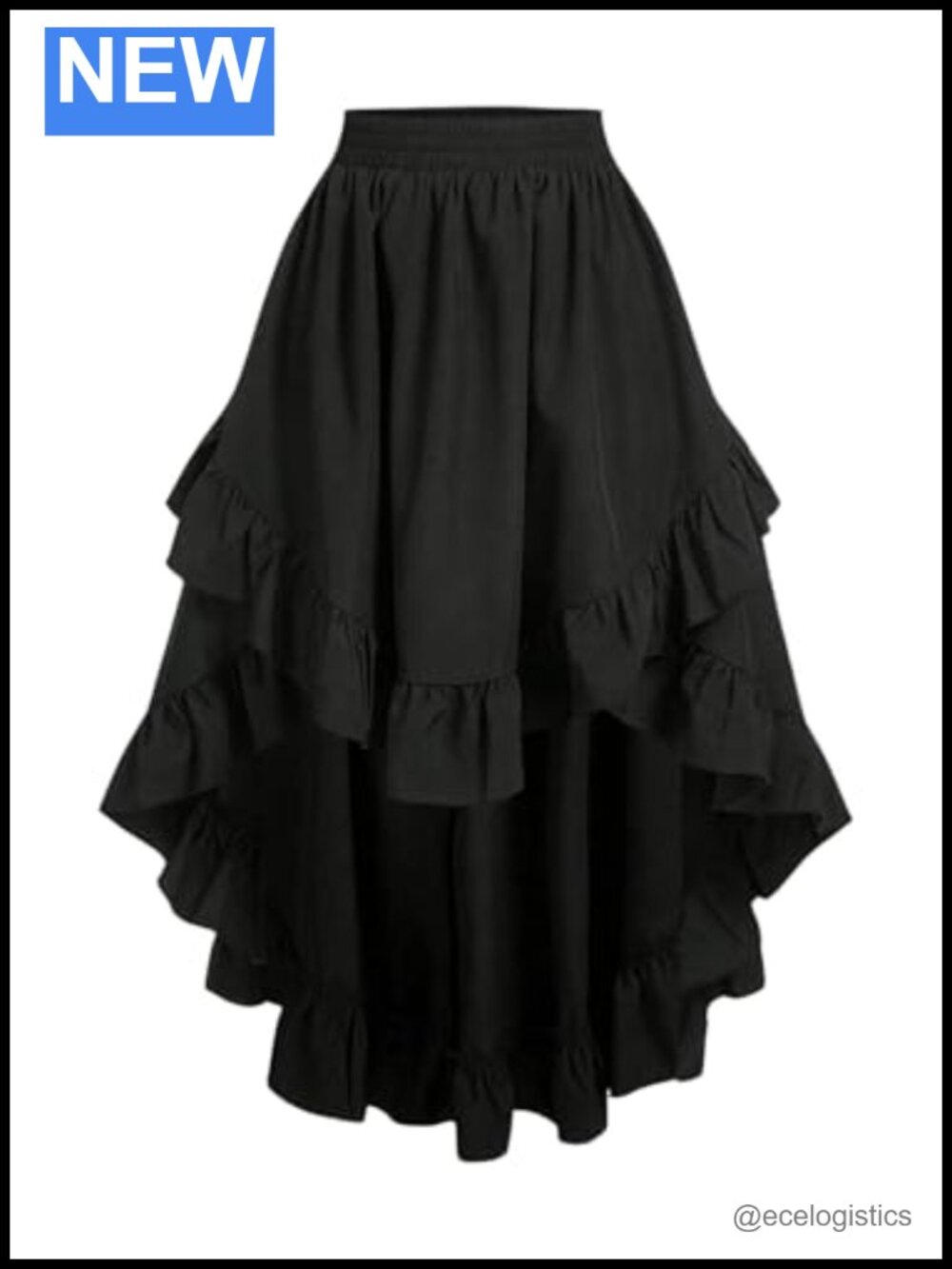 Verdusa Women's Asymmetrical Midi Skirt Flowy Ruffle High Low Elastic